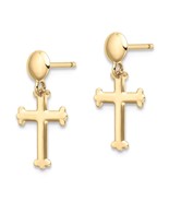 14K yellow gold cross earrings for women - $125.00