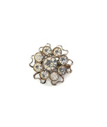 VINTAGE ROUND BROOCH SPARKLY SILVER TONED ANTIQUE JEWELRY RUSTED OPEN BA... - £11.18 GBP