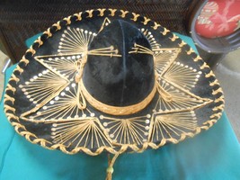 Great  Mexican Black and Gold &quot;Pigalle&quot; XXXXX SALAZAR  SOMBRERO - $17.41