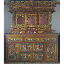 Tibetan Buddhist Prayer Offering Altar Shrine Cabinet Choesham 7&#39; - Nepal - $4,999.99