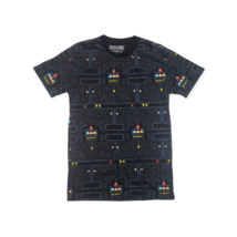 Pac-Man Men&#39;s Classic Game Action Allover Print Graphic T-Shirt Black Size S - £23.13 GBP