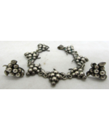 Vintage Grape Bunch Chain Bracelet and Earrings MEXICO 925 Sterling Silver  - £139.58 GBP