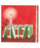 VINTAGE 1940s WWII ERA Christmas Greeting Holiday Card BOOKS &amp; CANDLE &amp; ... - £11.62 GBP