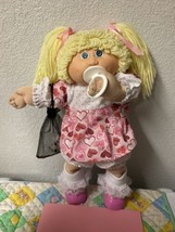 Vintage Cabbage Patch Kid Girl With Pacifier HM#4 Lemon Hair Blue Eyes 1984 - £196.44 GBP