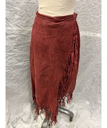 Terry Lewis Classic Luxuries Red Leather Fringe Mid Length Skirt Women&#39;s... - £19.43 GBP