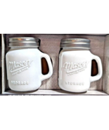 Mason Jars White Glass Salt Pepper Shakers Metal Lids 2-Pc New Home Gift... - $23.90 CAD