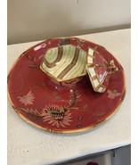 EUC Tracy Porter ARTESIAN ROAD Peacock 3 Piece Chip &amp; Dip Platter Dip Bo... - $98.01