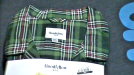 GoodFellow Pajama Set Green Plaid/Microfleece Pant Long-Sleeve Button Sh... - $13.85