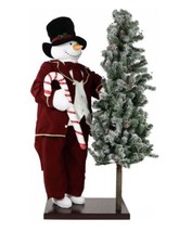 Life-Size 60&quot; Animated Snowman Standing Next To 66&quot; Pre-Lit Holiday Tree On Base - £3,872.21 GBP