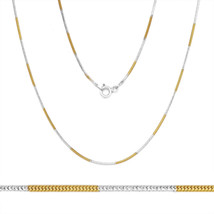 1mm Solid .925 Sterling Silver 14k Yellow Gold Snake Link Italian Chain Necklace - £27.68 GBP