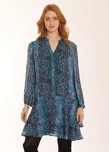 POMODORO Snake Print Short Dress in Teal UK 14 (fm24-6) - $67.28