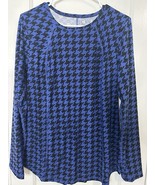 Lane Bryant LIVI Blue Houndstooth Long Sleeve Active Top Shirt Size 10/12 - $29.99