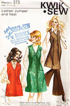 Vintage 1972 Misses&#39; JUMPER or VEST Pattern 373-ks Sizes 12-14-16 UNCUT - £9.43 GBP