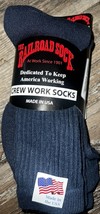 Railroad Sock ~ 3-Pair Navy Blue Socks Crew USA ~ Sock Size 10-13 Shoe S... - $13.21