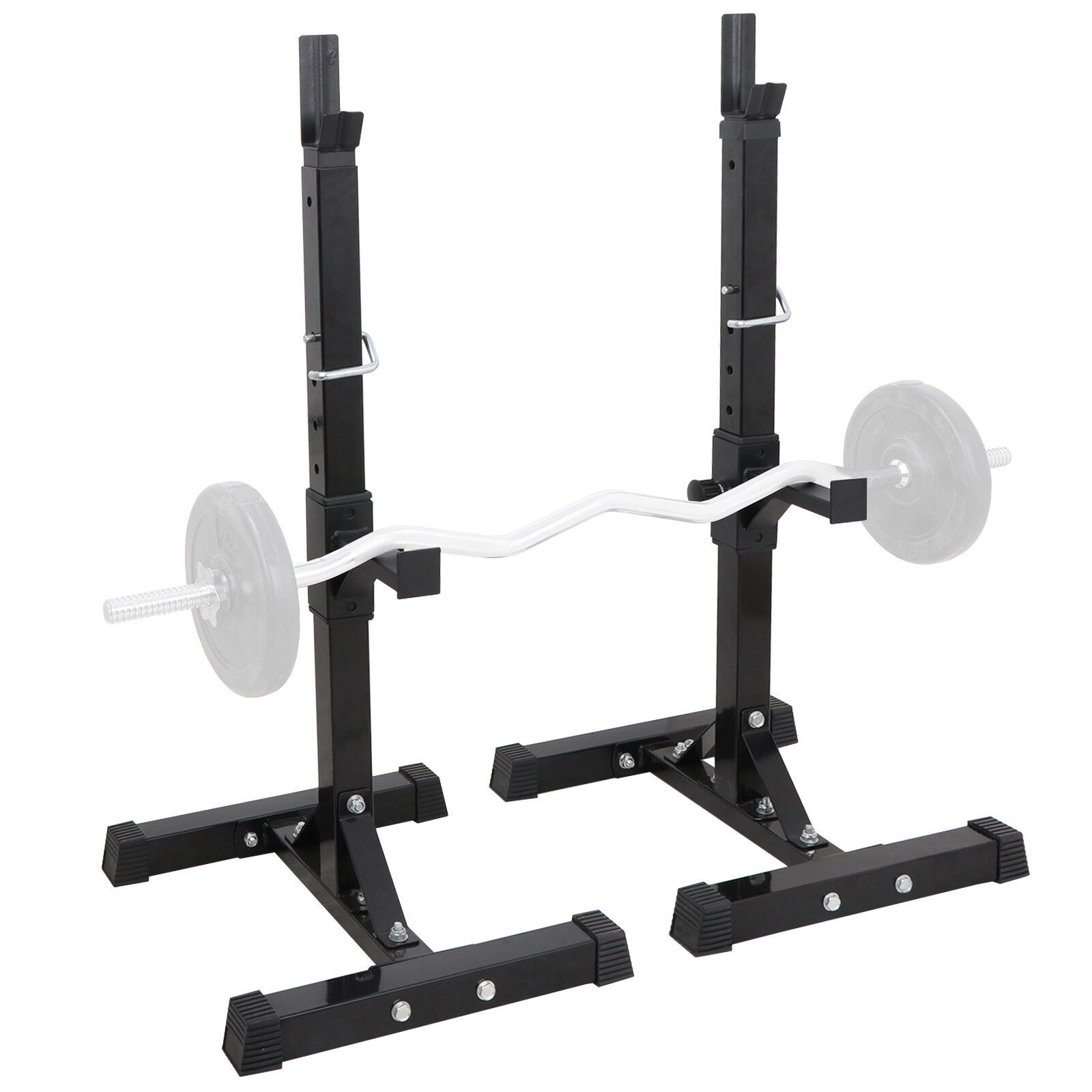 2Pcs Adjustable Rack Standard Solid Steel Squat Stands Barbell Free Press Bench