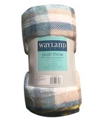 Wayland Square Plush Throw Blanket Green and Yellow Plaid 50&quot; X 60&quot; - £15.13 GBP