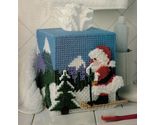 Plastic Canvas Skiing Santa Tissue Cover Treetop Angel Snowman Canister ... - $9.99