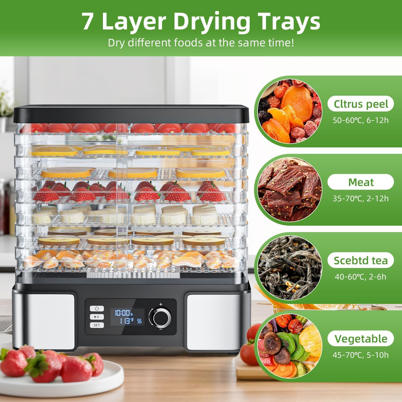 Food Dehydrator Machine Dryer for Jerky: Stainless Steel Dehydrater for Fruit He Item image 2