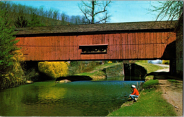 Vtg Postcard Old Covered Bridge and Delaware Canal, Uhlerstown, Bucks County,PA - £4.59 GBP
