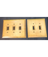 Vintage Solid Wood 2 &amp; 3 Switch Plate Covers Lot of  2 Wooden Oak Double... - £9.61 GBP