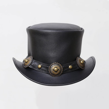 El Dorado | Men&#39;s Leather Top Hat | Antique Concho Hat Band 100% Genuine... - $39.27+