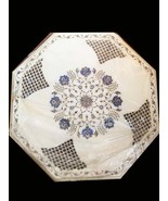 21" Handicraft White Marble Coffee table Top with Pietre Dura inlay work... - $1,300.00