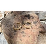 Vintage Yellow Gold Tone Heavy Hoop Earrings Textured Pattern,90s   EUC - $33.95 CAD