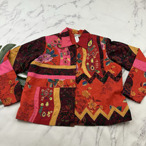 Coldwater Creek Embroidered Jacket Plus Size 1x Red Pink Floral Patchwork - $36.62