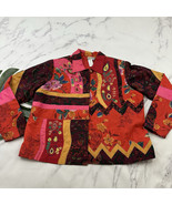 Coldwater Creek Embroidered Jacket Plus Size 1x Red Pink Floral Patchwork - $682.60 MXN