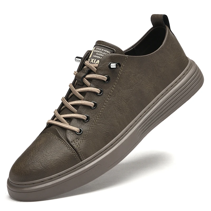 Sneakers Italian Genuine Leather Men&#39;s Shoes Lace Up Designer Casual Sho... - $73.08