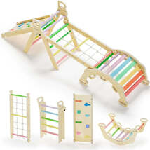8-in-1 Pikler Triangle Climbing Set Toddler Toys Indoor Baby Jungle Gym ... - $287.15 CAD