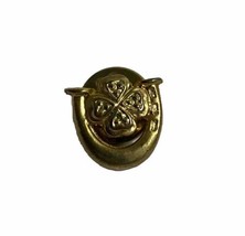 Vintage Gold Tone Irish 4 Leaf Clover Horseshoe Metal Lapel Pin - £4.02 GBP