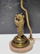 French Gilt Bronze Bear &amp; Marble Base Table Lamp Grizzly Hunting Cabin - £149.69 GBP