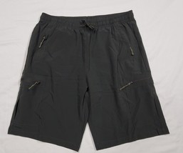 L- Amazon Essentials Olive Green Cargo Shorts Drawstring 5 Zip Pockets NWOT - $15.84