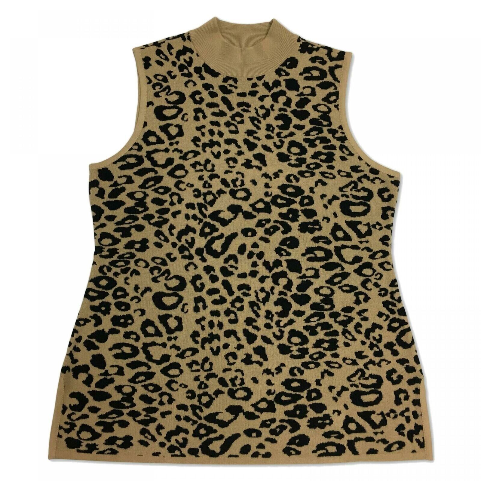 Primary image for JM Collection Womens Plus 3X Leopard Print Sleeveless Mock Neck Sweater NWT AU73