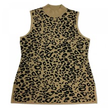 JM Collection Womens Plus 3X Leopard Print Sleeveless Mock Neck Sweater NWT AU73 - £19.12 GBP