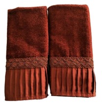 Avanti Glimmer Fingertip Towels Embroidered Braided Bathroom 11x18 Set of 2  - £28.88 GBP