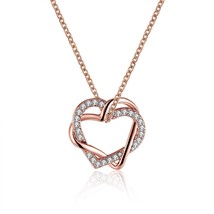 Rose Gold Plated Crystal Inlay Necklace - £24.38 GBP