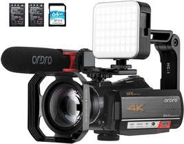 Ordro 4K Video Camcorder Ac5 1080P 60Fps 3.1&#39;&#39; Ips Touch Screen, And Batteries. - £387.72 GBP