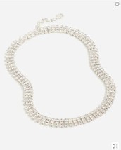 New J Crew Women Clear Crystal Sparkle Statement Collar Necklace 14&quot; x 2&quot; Extend - £27.96 GBP