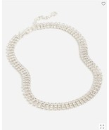 New J Crew Women Clear Crystal Sparkle Statement Collar Necklace 14&quot; x 2... - £28.03 GBP