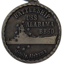 Vintage Pewter Keychain Battleship USS Alabama BB60 Mobile Alabama - £17.59 GBP