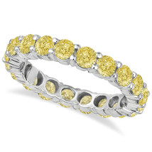 3CT Fancy Canary Yellow Diamond Eternity Ring 18K White Gold - £4,687.38 GBP