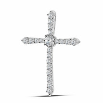 14kt White Gold Womens Round Diamond Cross Pendant 1/4 Cttw - £223.96 GBP