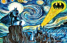 Batman Starry Night Poster | Framed Art | Van Gogh Parody | DC | NEW | USA - £15.67 GBP