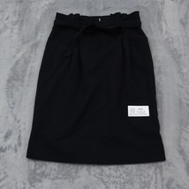 Old Navy Skirt Womens 2 Black Plain Pleated Front Tie Stretch Pencil Cut - £20.14 GBP