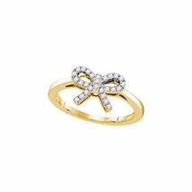 10kt Yellow Gold Womens Round Diamond Ribbon Bow Knot Ring 1/6 Cttw - £262.56 GBP