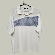 Walter Hagen Mens Polo Shirt XL White Blue Essentials Geometric Print - £10.47 GBP