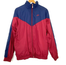 Nike Windbreaker Jacket Mens size Medium Zip Front Jersey Lined Red Navy... - £24.77 GBP