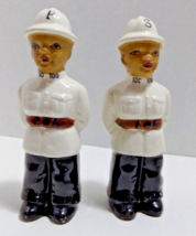Vintage Ceramic Royal Bahamian Police Salt &amp; Pepper Shakers Japan African Black - £36.99 GBP